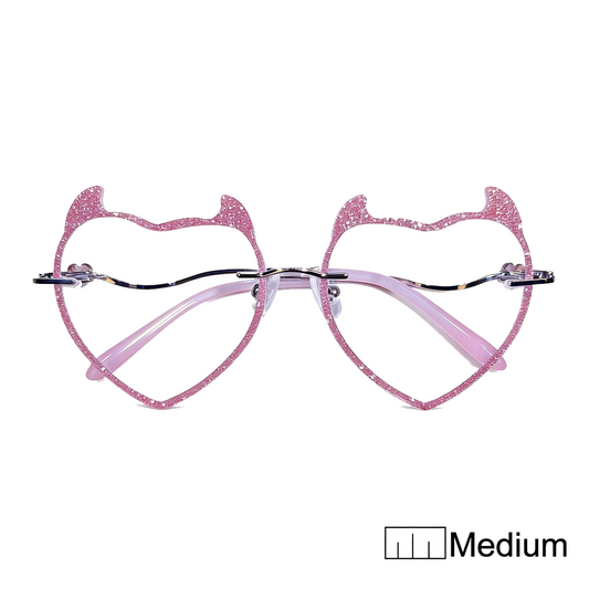 Women's Custom Rimless Cut-Edge Glasses with Little Devil Design